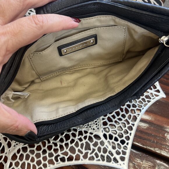 Banana Republic Bow Leather Clutch Womens Small Bag Black Leather Evening Purse - Picture 9 of 12